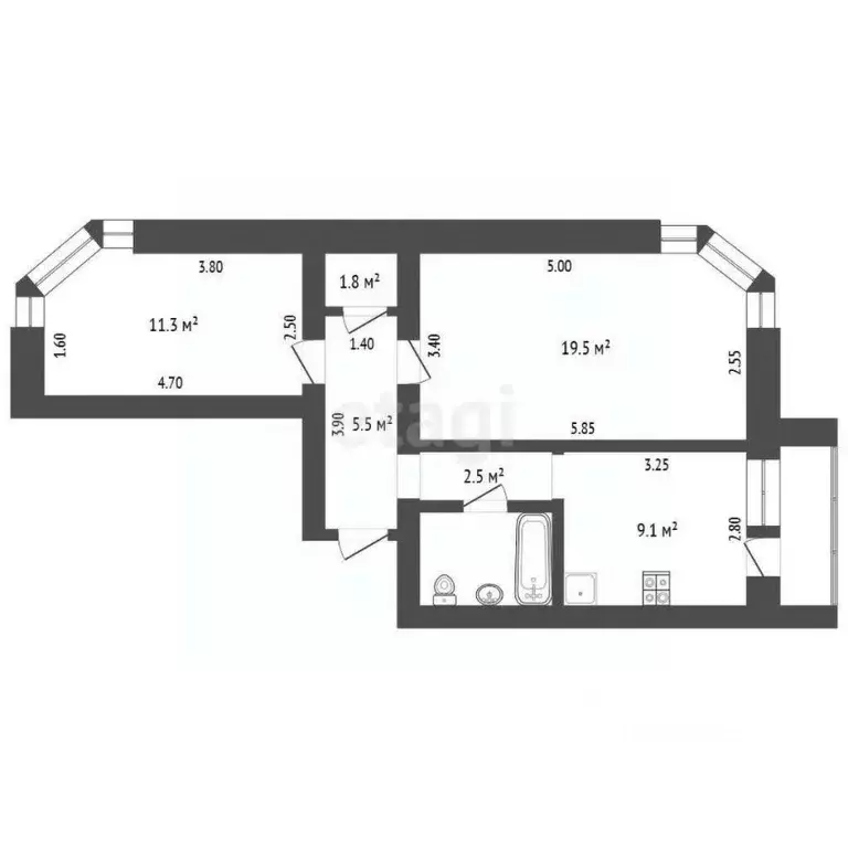 2-к кв. Ямало-Ненецкий АО, Новый Уренгой ул. Захаренкова, 5/5 (53.9 м) - Фото 2
