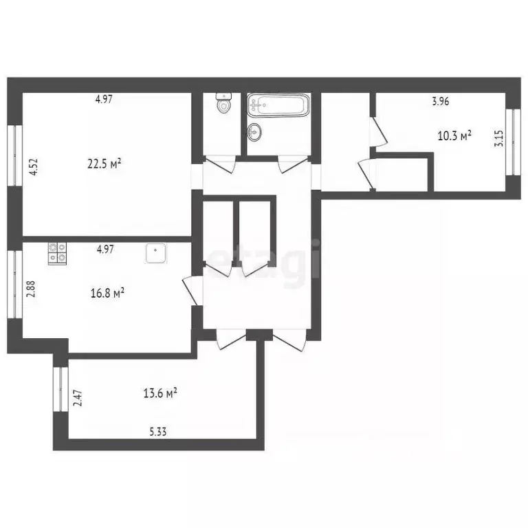 3-к кв. Ярославская область, Рыбинск просп. Ленина, 154В (92.0 м) - Фото 2