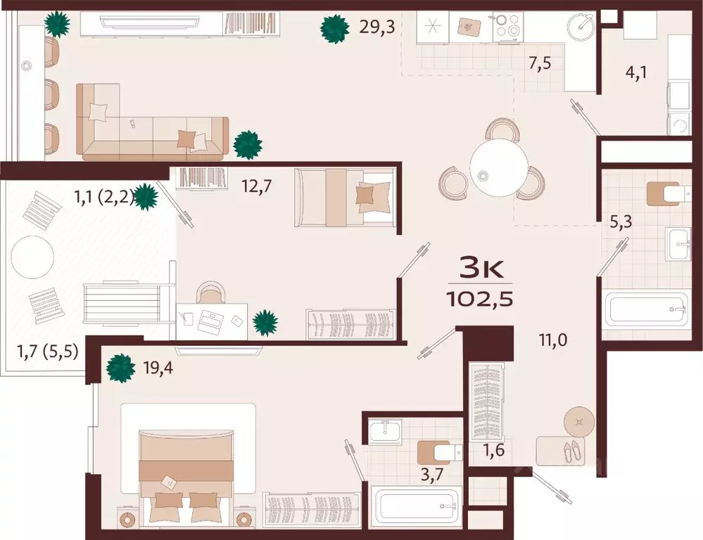 3-к кв. Крым, Ялта ул. Спендиарова, 5 (102.3 м) - Фото 1