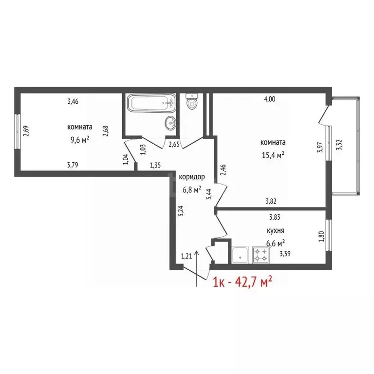 1-к кв. Свердловская область, Екатеринбург ул. Техническая, 33 (42.7 ... - Фото 2