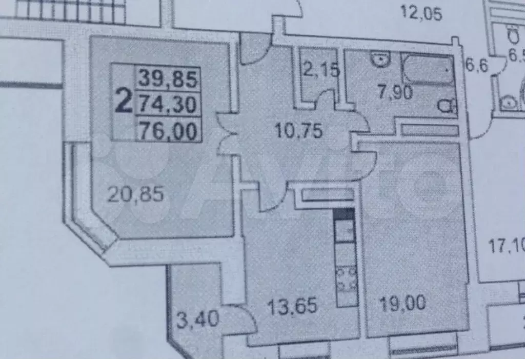 2-к. квартира, 76 м, 7/17 эт. - Фото 0