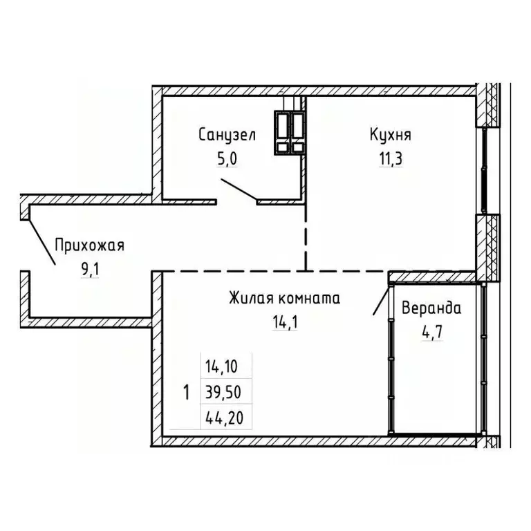 1-к кв. Приморский край, Владивосток Днепровская ул. (44.2 м) - Фото 1