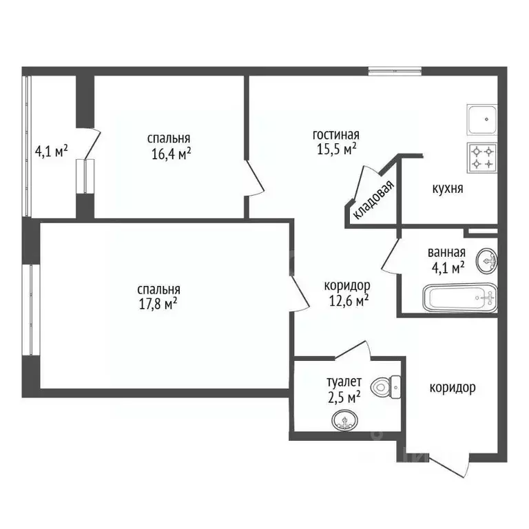 3-к кв. Башкортостан, Уфа Комсомольская ул., 15 (70.0 м) - Фото 1