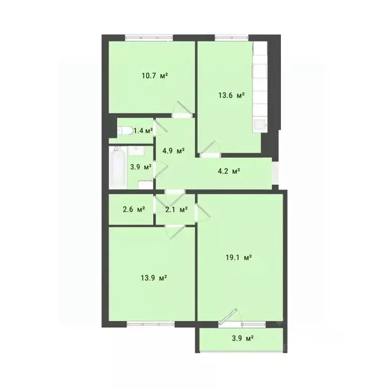3-к кв. Омская область, Омск Заозерный мкр, ул. Сергея Тюленина, 4 ... - Фото 1