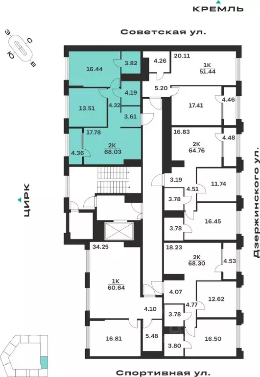 2-к кв. Тульская область, Тула ул. Болотникова, 4 (68.03 м) - Фото 2