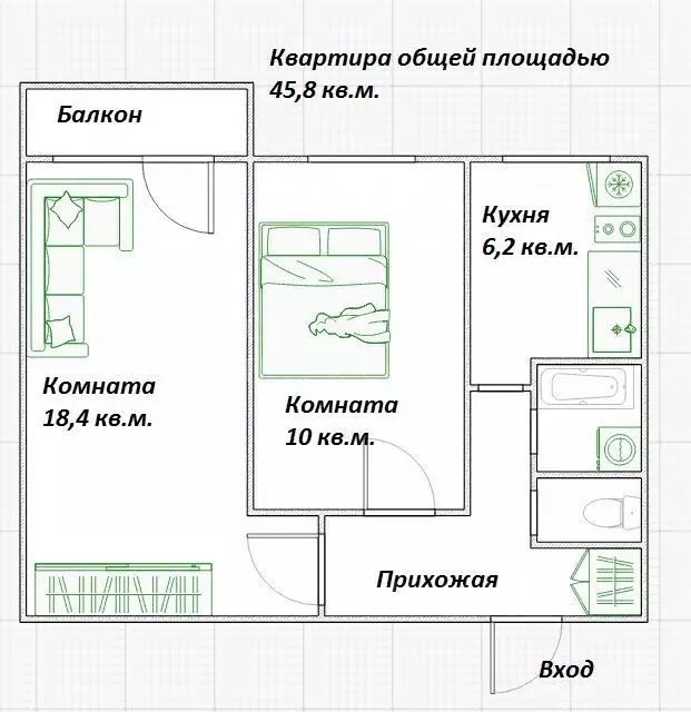 2-к кв. Москва ш. Энтузиастов, 98К4 (46.1 м) - Фото 1