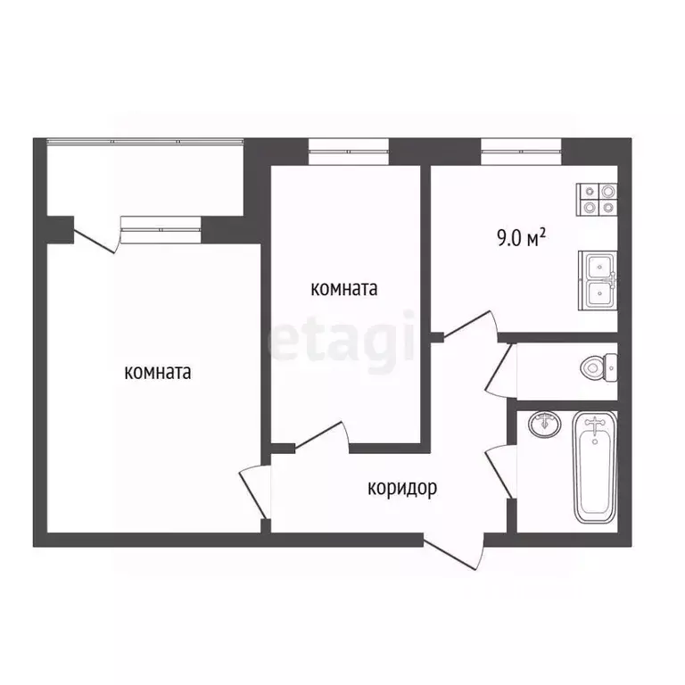 2-к кв. Забайкальский край, Чита Батарейный мкр, 8 (55.2 м) - Фото 1