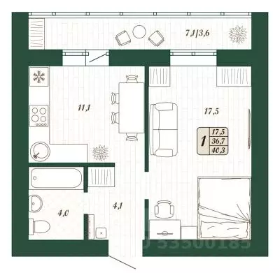 1-к кв. Самарская область, Волжский район, Смышляевка городское ... - Фото 1