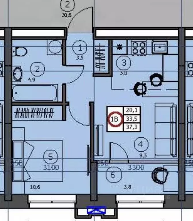 2-к кв. Татарстан, Казань ул. Сафиуллина, 20к1 (37.5 м) - Фото 1