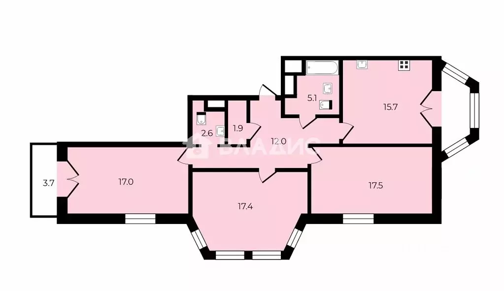 3-к кв. Санкт-Петербург Миргородская ул., 20 (89.4 м) - Фото 2