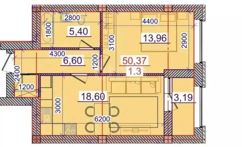 1-комнатная квартира: Владикавказ, улица Сады Шалдона, 63 (51 м) - Фото 1