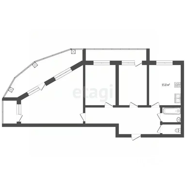 3-к кв. Вологодская область, Череповец Ленинградская ул., 60 (88.6 м) - Фото 1