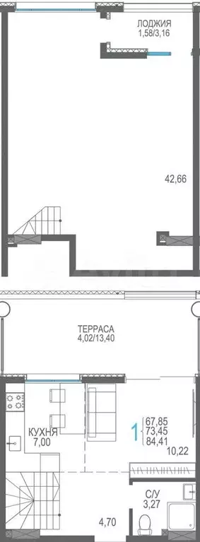 1-к. квартира, 84,4 м, 8/8 эт. - Фото 1