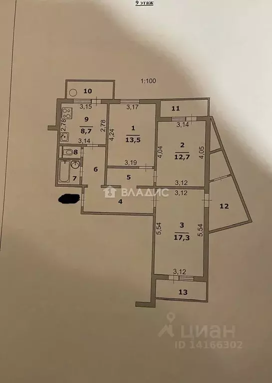 3-к кв. Белгородская область, Белгород бул. Юности, 27 (71.3 м) - Фото 2