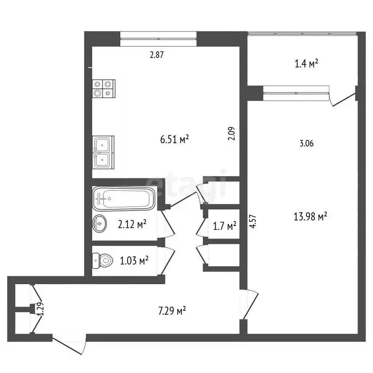 1-комнатная квартира: Саранск, проспект 70 лет Октября, 93с3 (34.1 м) - Фото 1