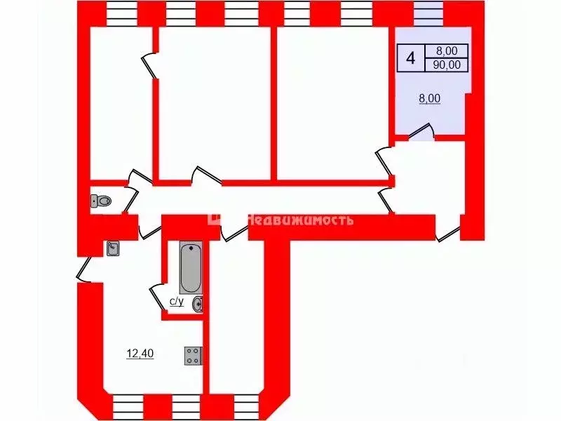 Комната Санкт-Петербург 6-я Красноармейская ул., 12 (8.0 м) - Фото 1