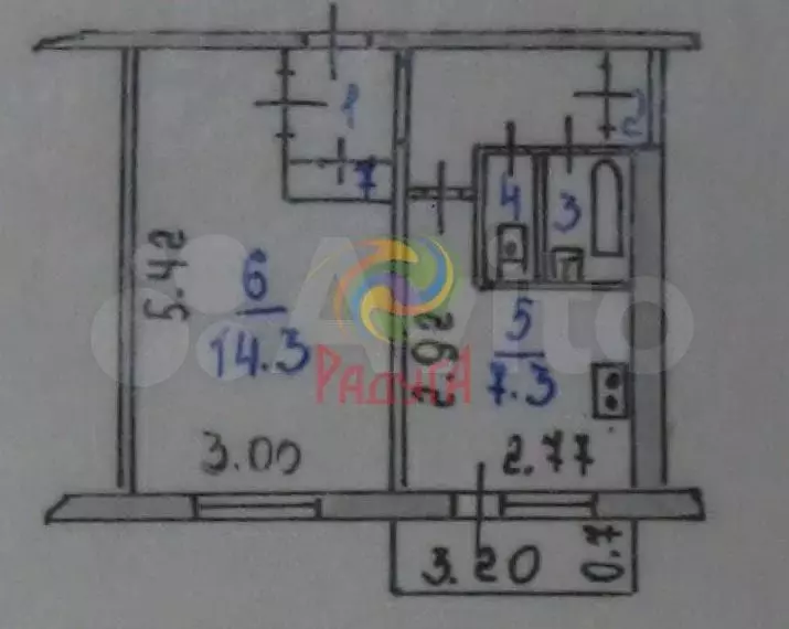 1-к. квартира, 34,8 м, 3/5 эт. - Фото 0