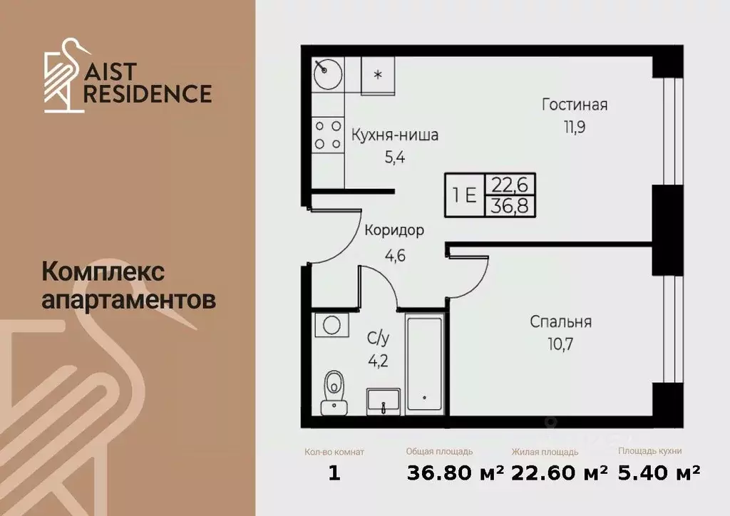 2-к кв. Москва ул. Наметкина, 10Д (36.8 м) - Фото 1