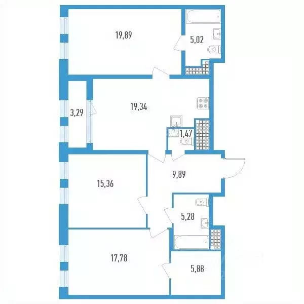 3-к кв. Санкт-Петербург ул. Типанова, 22 (101.56 м) - Фото 0