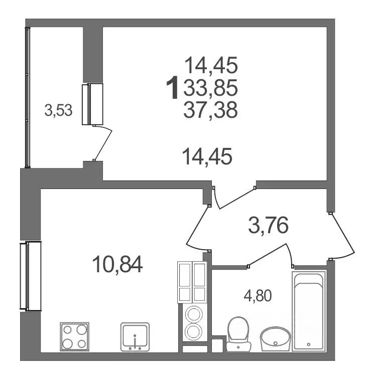 1-к кв. Белгородская область, Белгородский район, Разумное рп, ... - Фото 1