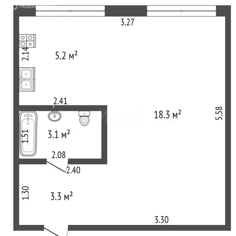 Квартира-студия: Стерлитамак, улица Гоголя, 124В (30.5 м) - Фото 1