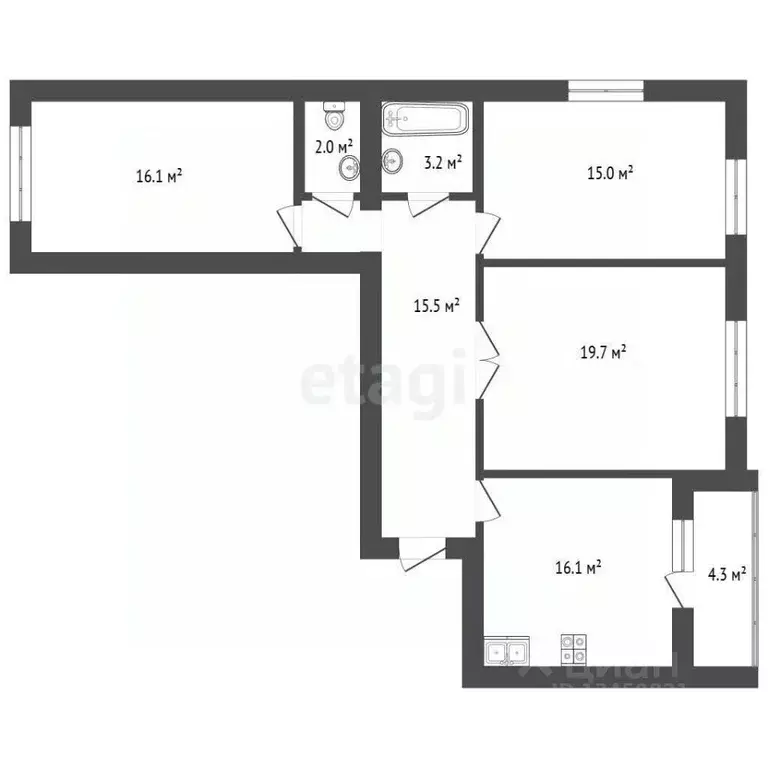 3-к кв. Марий Эл, Йошкар-Ола Комсомольская ул., 86 (89.6 м) - Фото 1