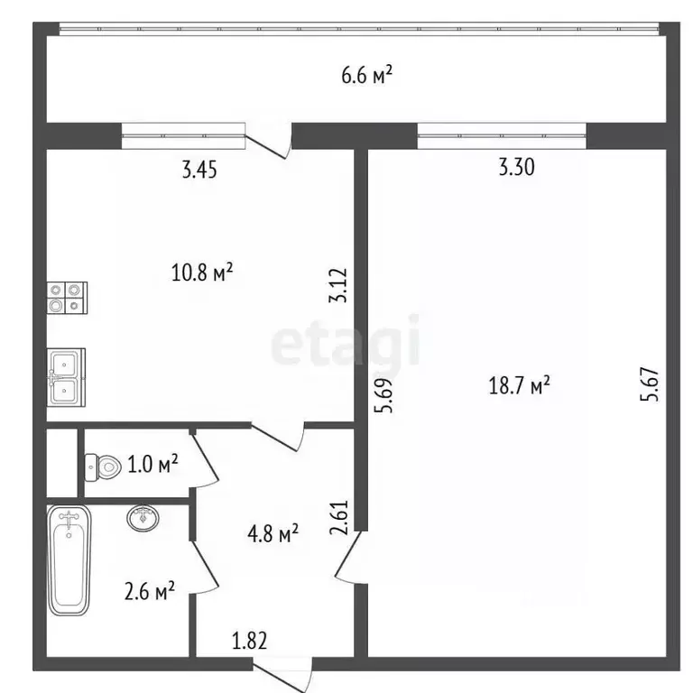 1-к кв. Санкт-Петербург ул. Оптиков, 52к2Е (37.9 м) - Фото 2