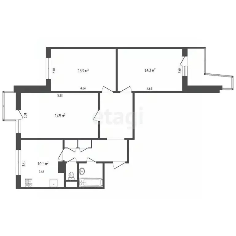 3-к кв. Москва Лебедянская ул., 22К1 (75.2 м) - Фото 2