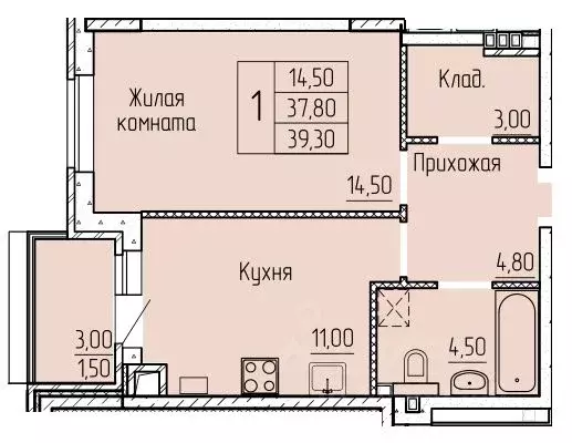 1-к кв. Ростовская область, Батайск ул. Макаровского, 4к2 (39.8 м) - Фото 0