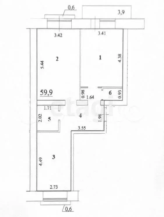 2-к. квартира, 59,9 м, 3/9 эт. - Фото 0