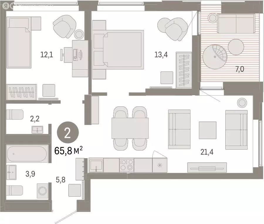 2-комнатная квартира: Екатеринбург, улица Гастелло, 19А (65.82 м) - Фото 0