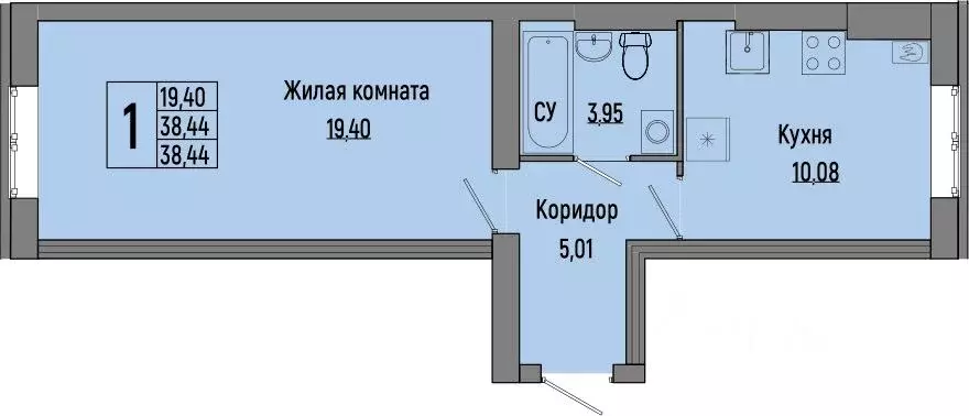 1-к кв. Волгоградская область, Волгоград ул. Химина, 18 (38.44 м) - Фото 0