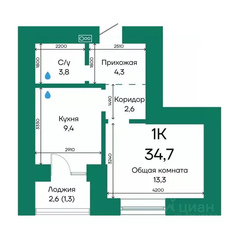 1-к кв. Алтайский край, Барнаул Просторная ул., 390к2 (34.7 м) - Фото 1