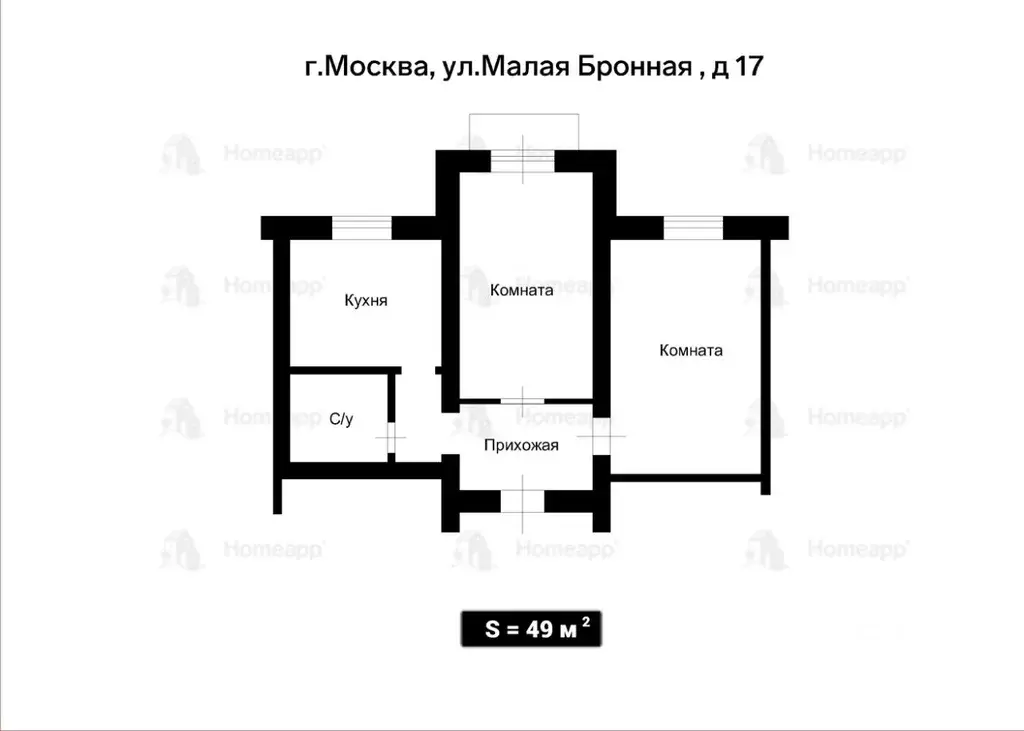 2-к кв. Москва Малая Бронная ул., 17 (49.0 м) - Фото 2