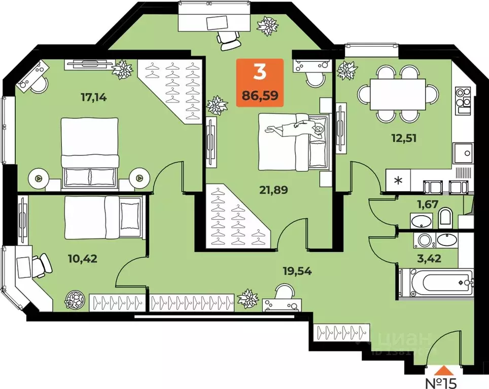 3-к кв. Самарская область, Самара просп. Карла Маркса, 231Б (85.5 м) - Фото 1