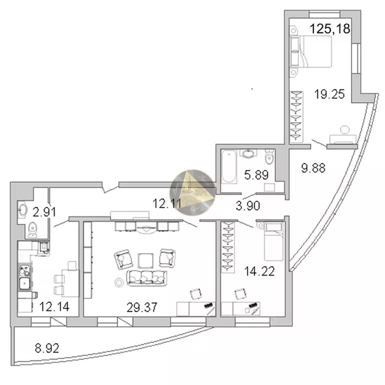 3-к кв. Санкт-Петербург просп. Просвещения, 43 (125.18 м) - Фото 2