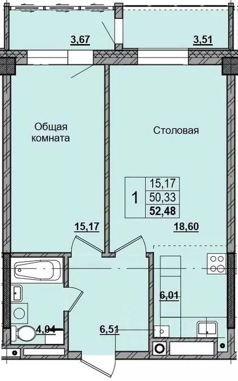 1-к кв. Саха (Якутия), Якутск ул. Красильникова, 5 (52.48 м) - Фото 0