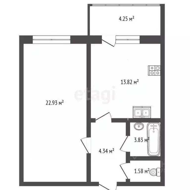 1-к кв. Тамбовская область, Тамбов Свободная ул., 10Б (45.5 м) - Фото 1