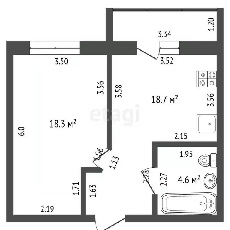 1-к кв. Омская область, Омск просп. Комарова, 16 (41.6 м) - Фото 1