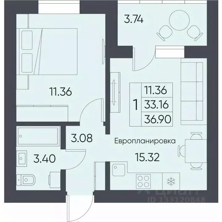 1-к кв. Саратовская область, Татищево рп ул. Михайловская, 13 (36.9 м) - Фото 0