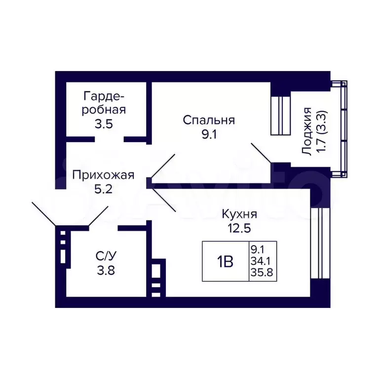 1-к. квартира, 35,8 м, 10/20 эт. - Фото 0