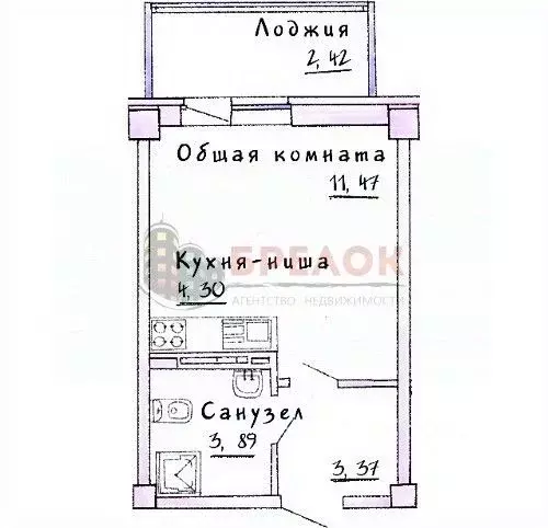 Студия Ростовская область, Ростов-на-Дону ул. Шаповалова, 1Ес2 (31.5 ... - Фото 2
