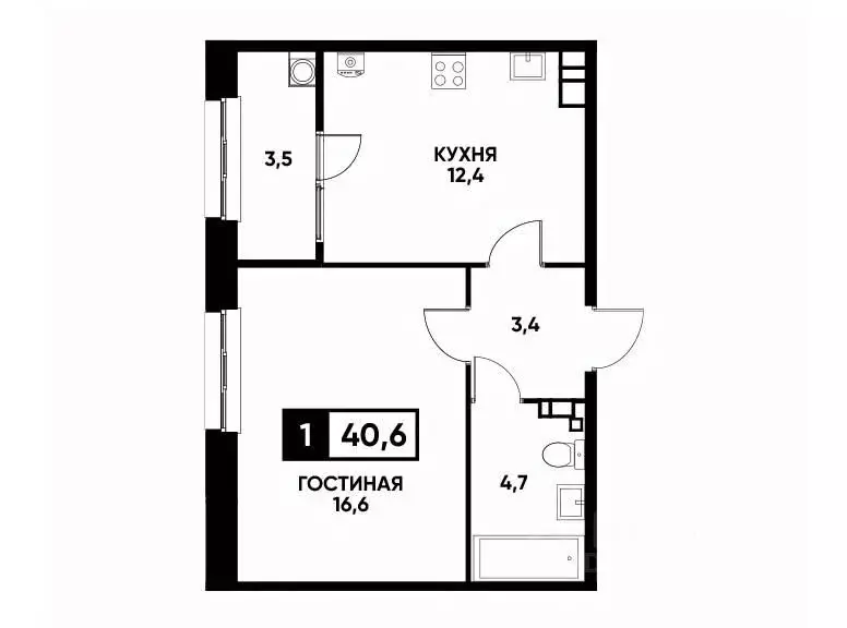 1-к кв. Ставропольский край, Ставрополь ул. Андрея Голуба, 14 (40.6 м) - Фото 0