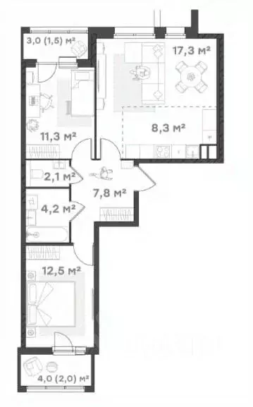 2-к кв. Ярославская область, Ярославль Тутаевское ш., 93Б (66.7 м) - Фото 1