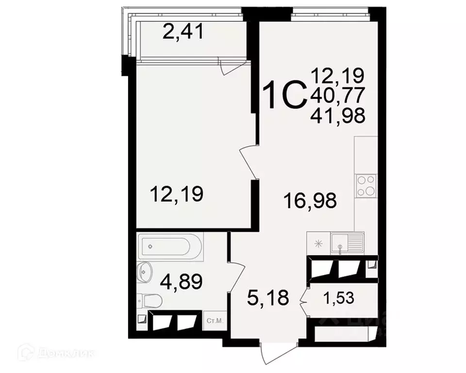 1-к кв. Рязанская область, Рязань ул. Ленинского Комсомола (41.98 м) - Фото 1