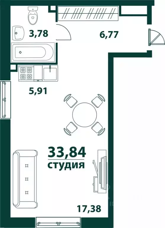 1-к кв. Ульяновская область, Ульяновск 19-й мкр, Аквамарин-2 жилой ... - Фото 0