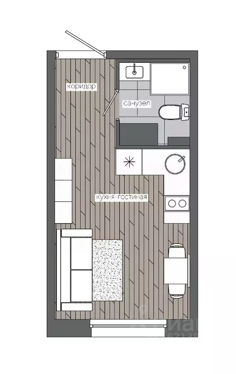 1-к кв. Ханты-Мансийский АО, Сургут 30А мкр,  (17.76 м) - Фото 0