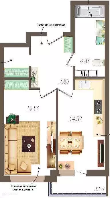 Продаётся 1-к квартира, 49.9 м - Фото 0