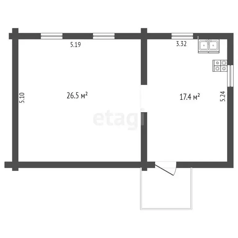 Дом в деревня Юрактау, улица Мира (43.9 м) - Фото 1