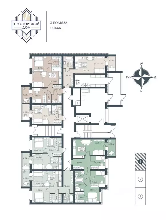 3-к кв. Тульская область, Узловая  (59.51 м) - Фото 2